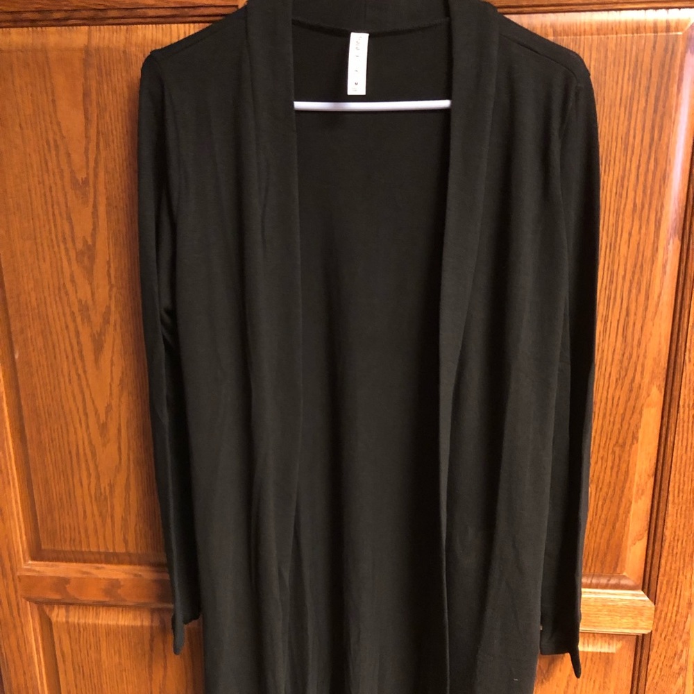 Black sweater open front longline cardigan